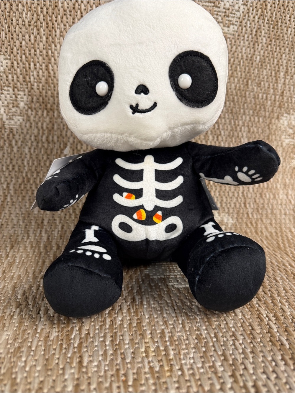 Hallmark Black & White Skeleton Panda Plush with Candy Corn Detail